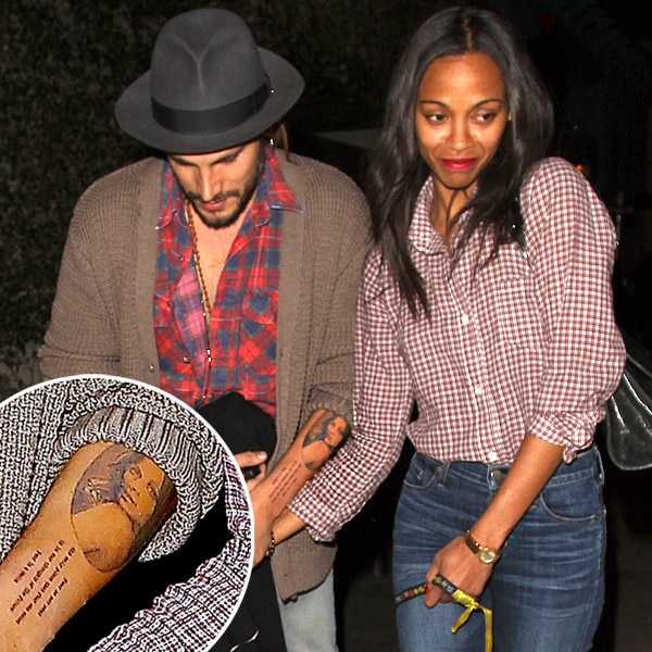 EXCLUSIVE Zoe Saldana Explains Tattoo of Husbands Face It Was Only Fair  That I Return the Gesture  Entertainment Tonight