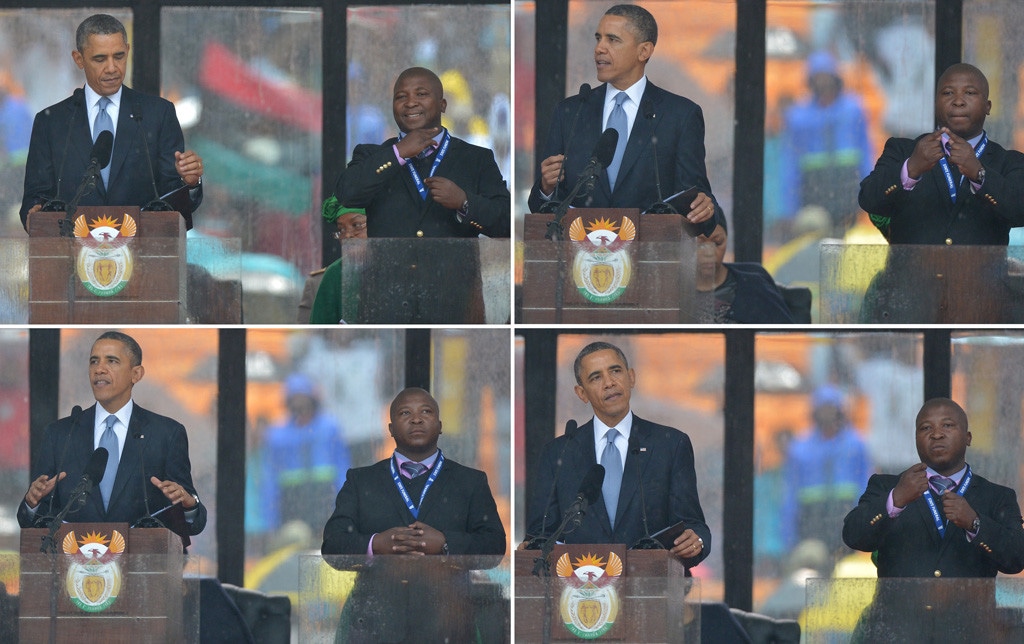 Nelson Mandela Memorial, Sign Language, Barack Obama