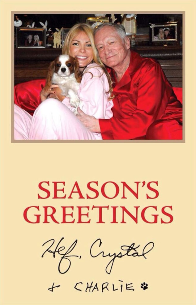 Hugh Hefner, Crystal Hefner, Charlie, Holiday Card, Twitter