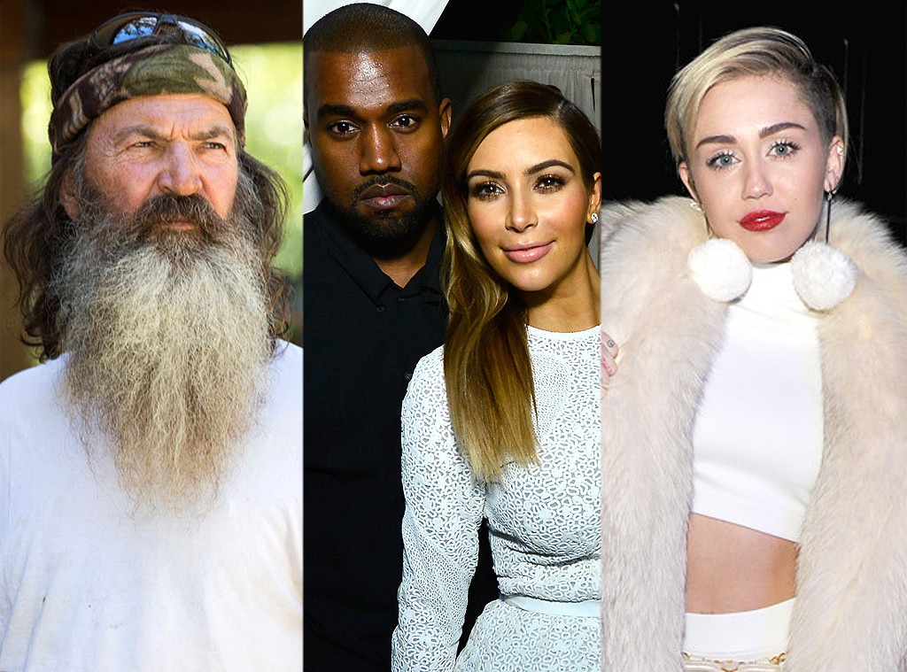 Miley Cyrus, Phil Robertson, Duck Dynasty, Kanye West, Kim Kardashian