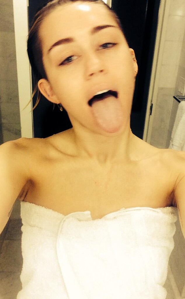 Miley Shares Shower Selfie E News