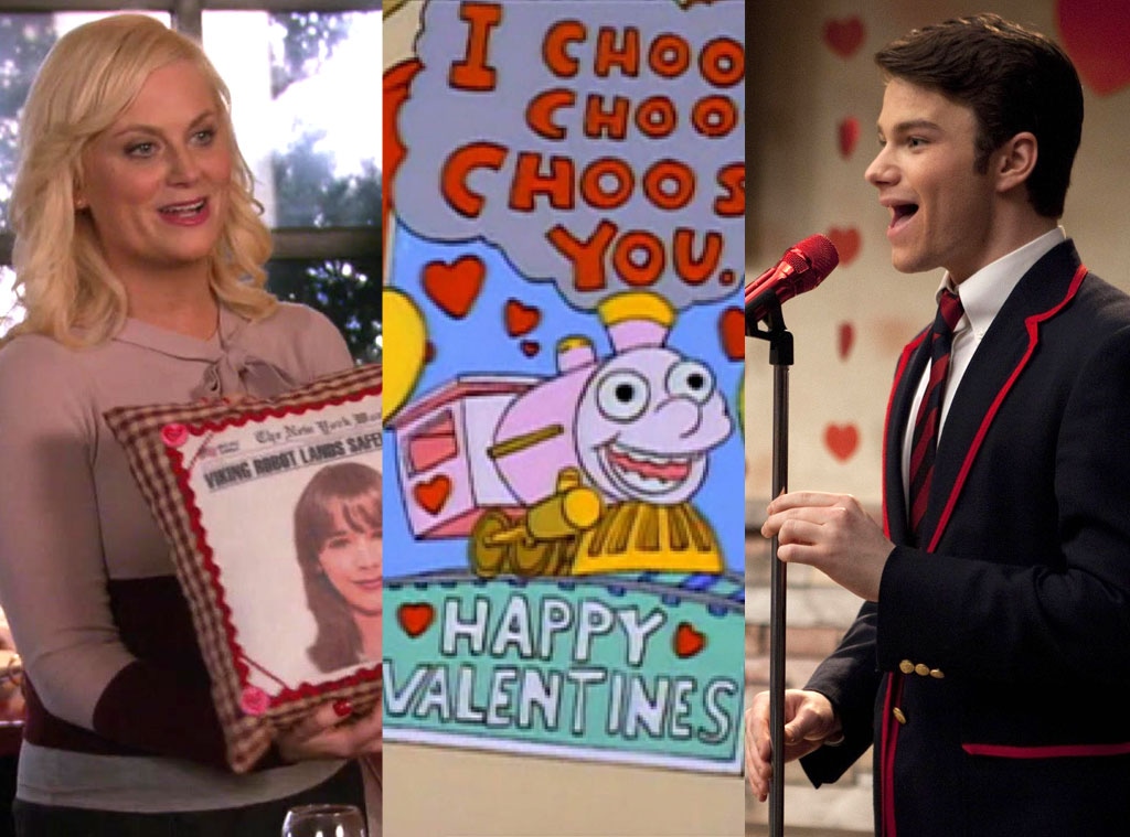 TV V-Day episodes Split, Glee, Simpsons, Parks and Recreation