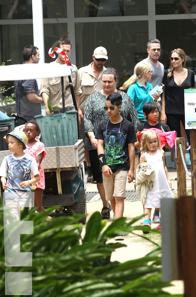 Brad Pitt, Angelina Jolie, Shiloh, Maddox, Pax, Vivienne, Zahara, Knox