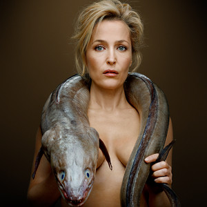 Gillian Anderson Strips Naked and Poses With an Eel for Fishlove
