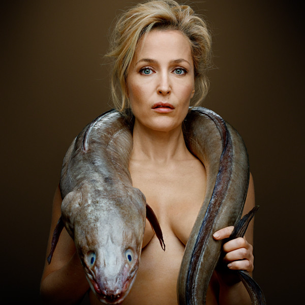 Gillian Anderson Strips Naked and Poses With an Eel - E! Online