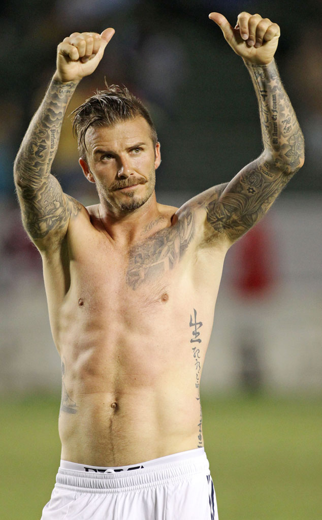 Two Thumbs Up From David Beckham Shirtless E News 