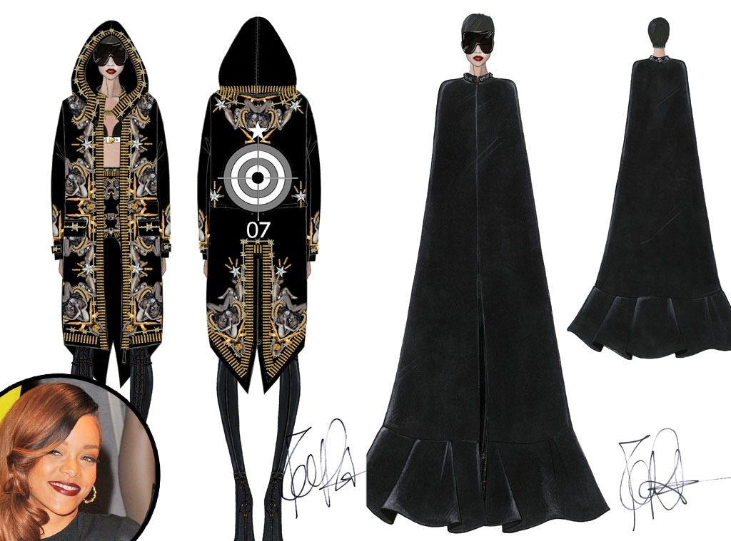 Rihanna, Givenchy Fashion Sketches