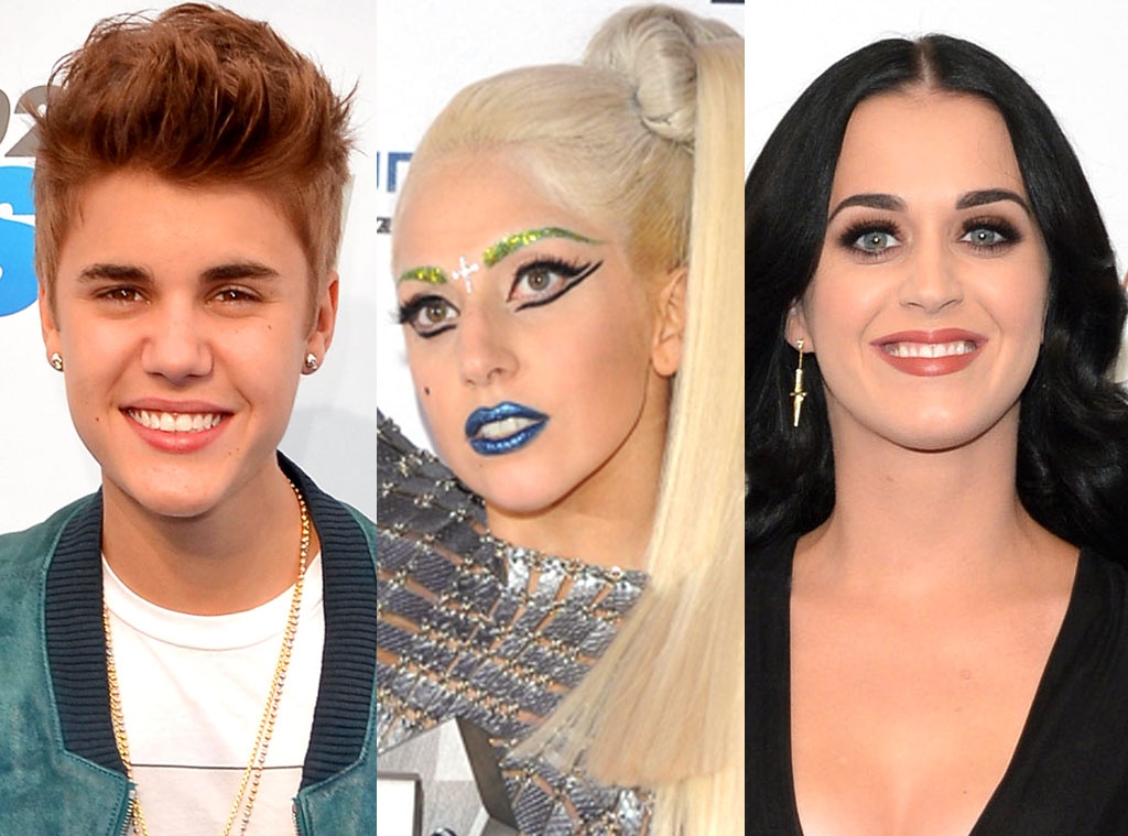 Justin Bieber, Lady Gaga, Katy Perry