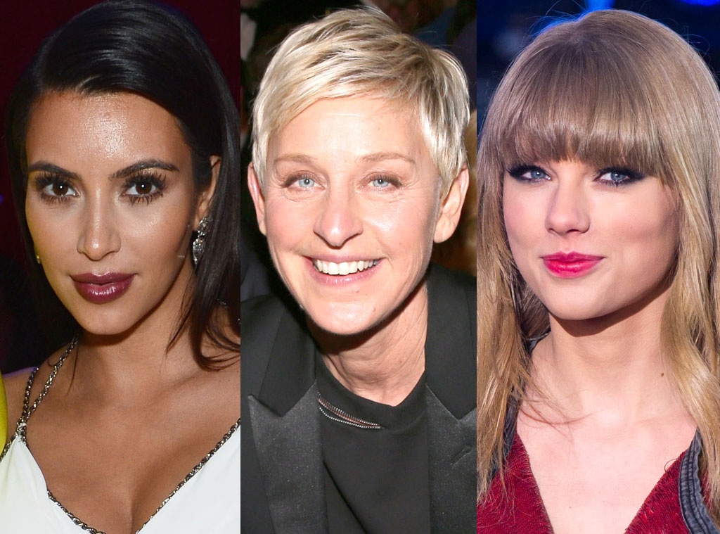 Kim Kardashian, Ellen Degeneres, Taylor Swift