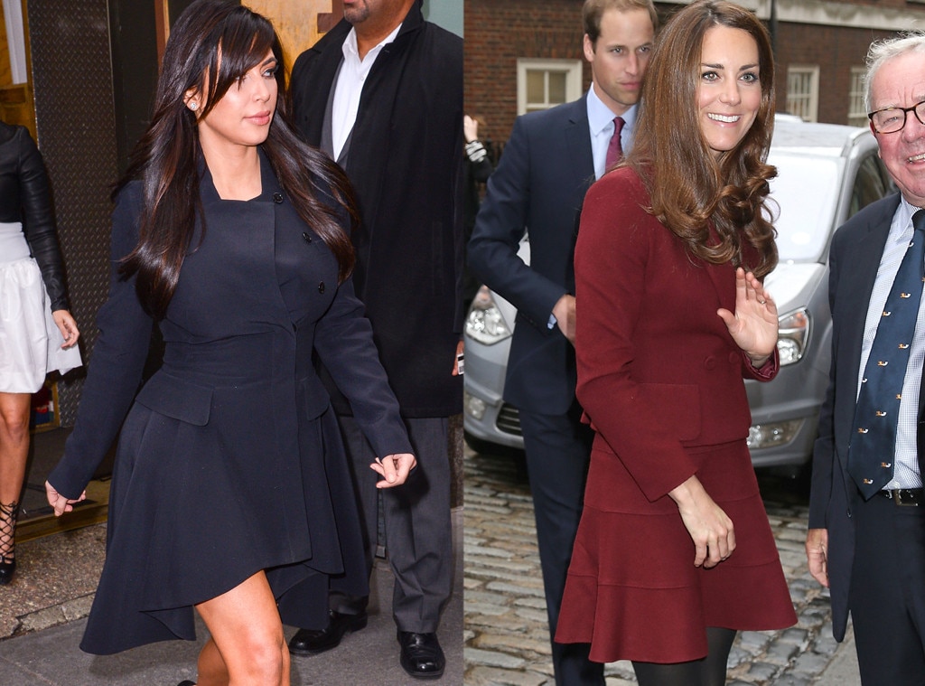 Coated Up From Kim Kardashian S And Kate Middleton S Pregnancy Styles E News