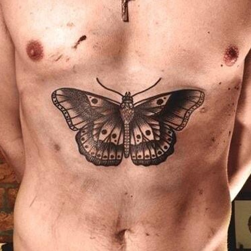 Small Flying Butterflies Tattoos On Chest