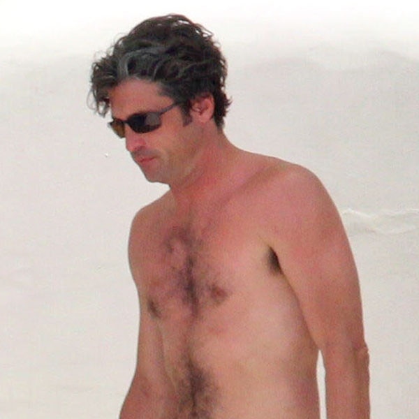 Shirtless Patrick Dempsey Relaxes Poolside