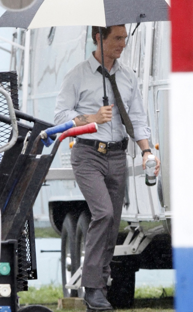 Matthew McConaughey sports police badge and fake tattoo as he shoots scenes  for new detective TV series  Daily Mail Online