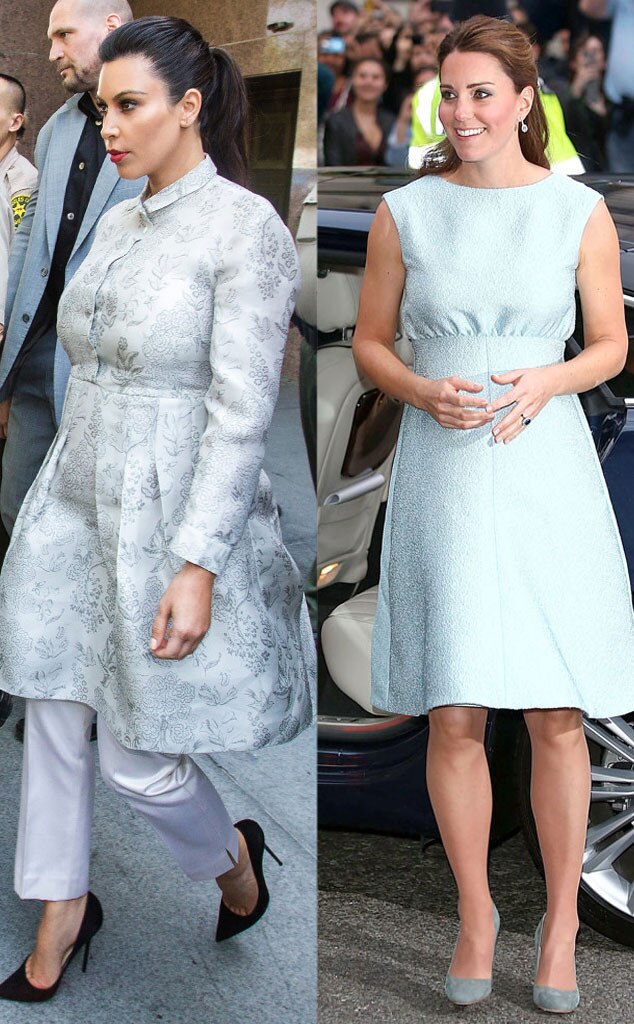 Touches Of Teal From Kim Kardashian S And Kate Middleton S Pregnancy Styles E News