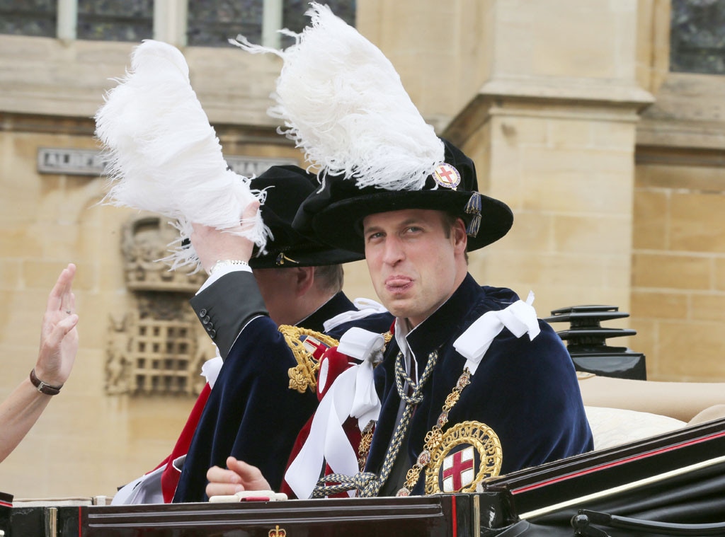 Prince William Sticks Out His Tongue at Order of Garter - E! Online