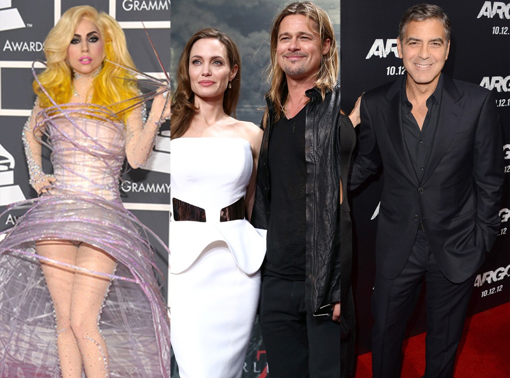 Lady Gaga, Angelina Jolie, Brad Pitt, Georgle Clooney