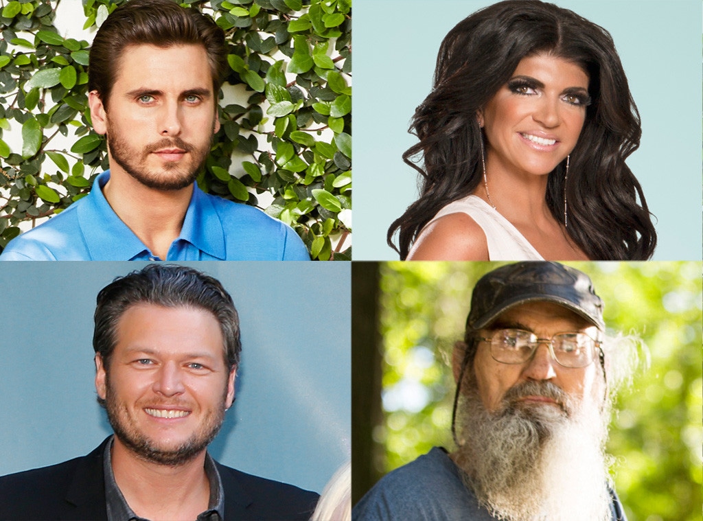 Blake Shelton, The Voice Scott Disick, KUWTK Teresa Giudice, Real Housewives of New Jersey< Si Robertson, Duck Dynasty  
