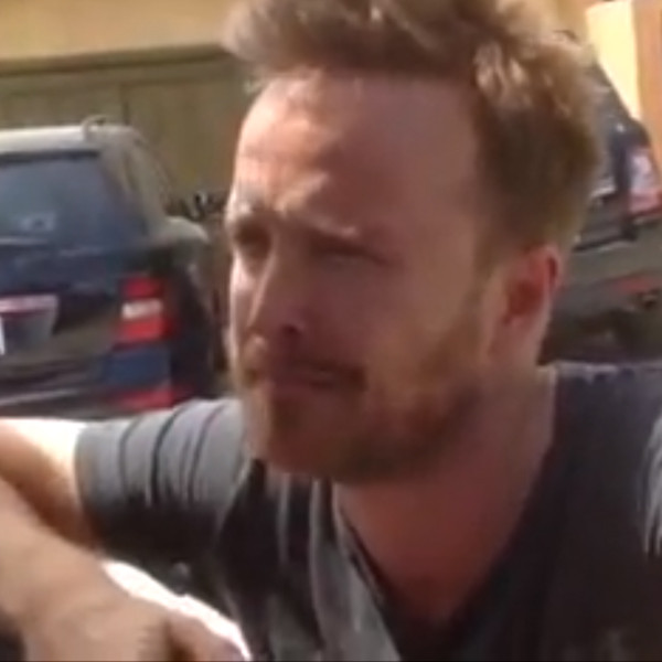 Aaron Paul Holds Meet & Greet With Hollywood Tour Bus Outside His Home