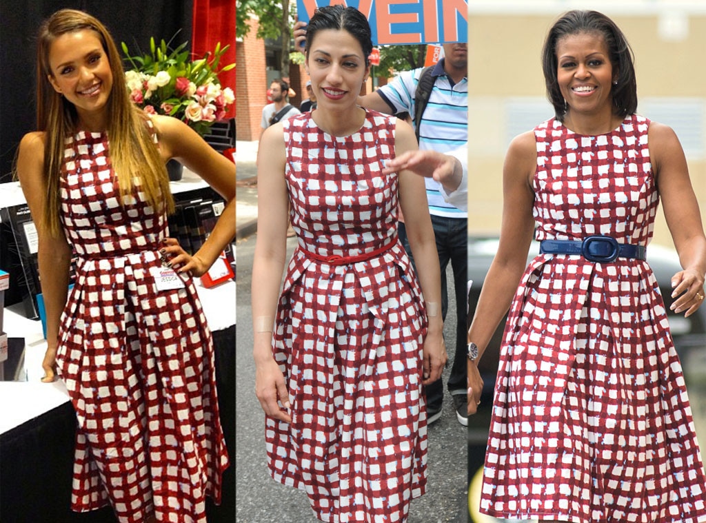 Jessica Alba, Huma Abedin, Michelle Obama, ASOS Skater Check Dress