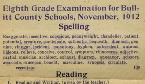 Eight Grade Examine 1912