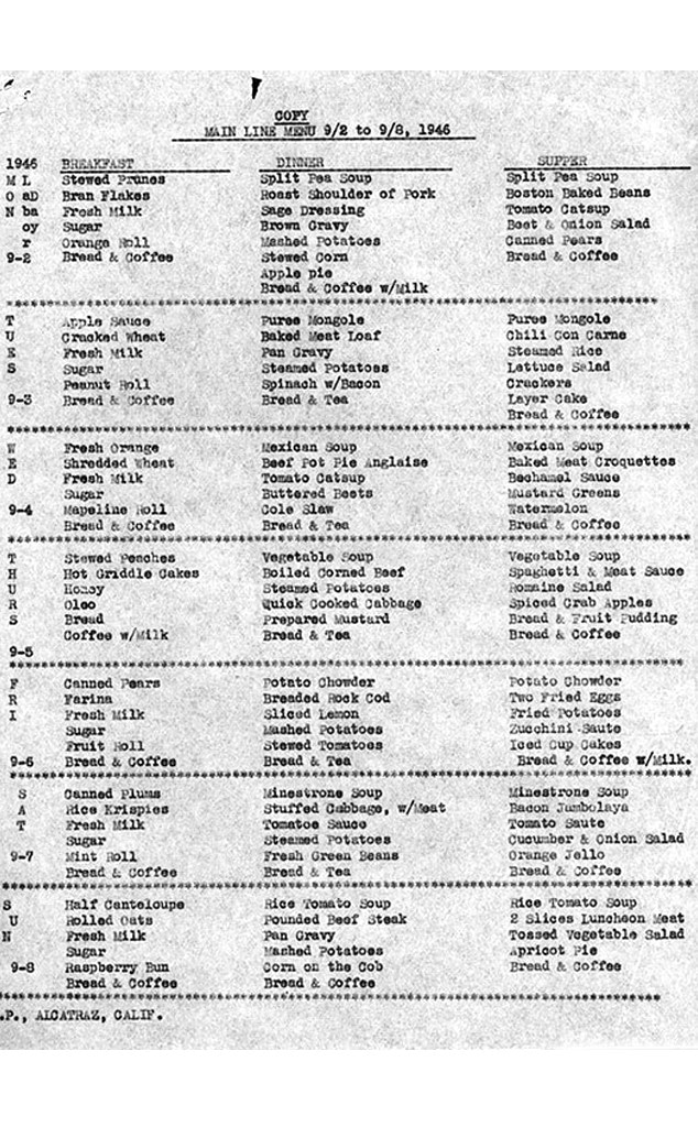 alcatraz s 1946 menu looks delicious e online