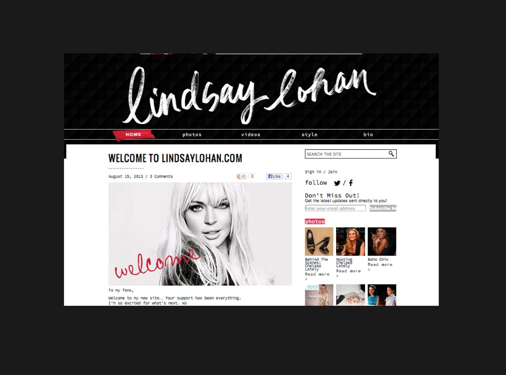Lindsay Lohan, Website