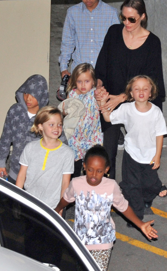 Angelina Jolie, Shiloh, Maddox, Pax, Zahara, Vivienne, Knox 
