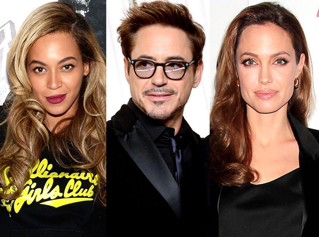 Angelina Jolie, Beyonce, Robert Downey Jr. 