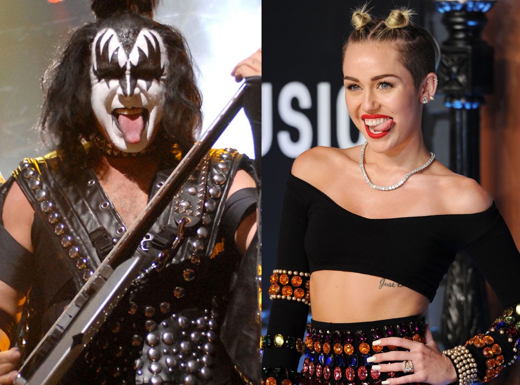 Tongue Split, Gene Simmons, Miley Cyrus