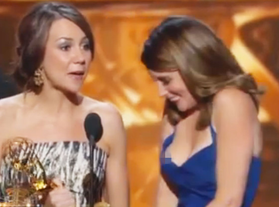 Emmys Wardrobe Malfunction: Tina Fey Suffers Nip Slip Onstage! | E! News