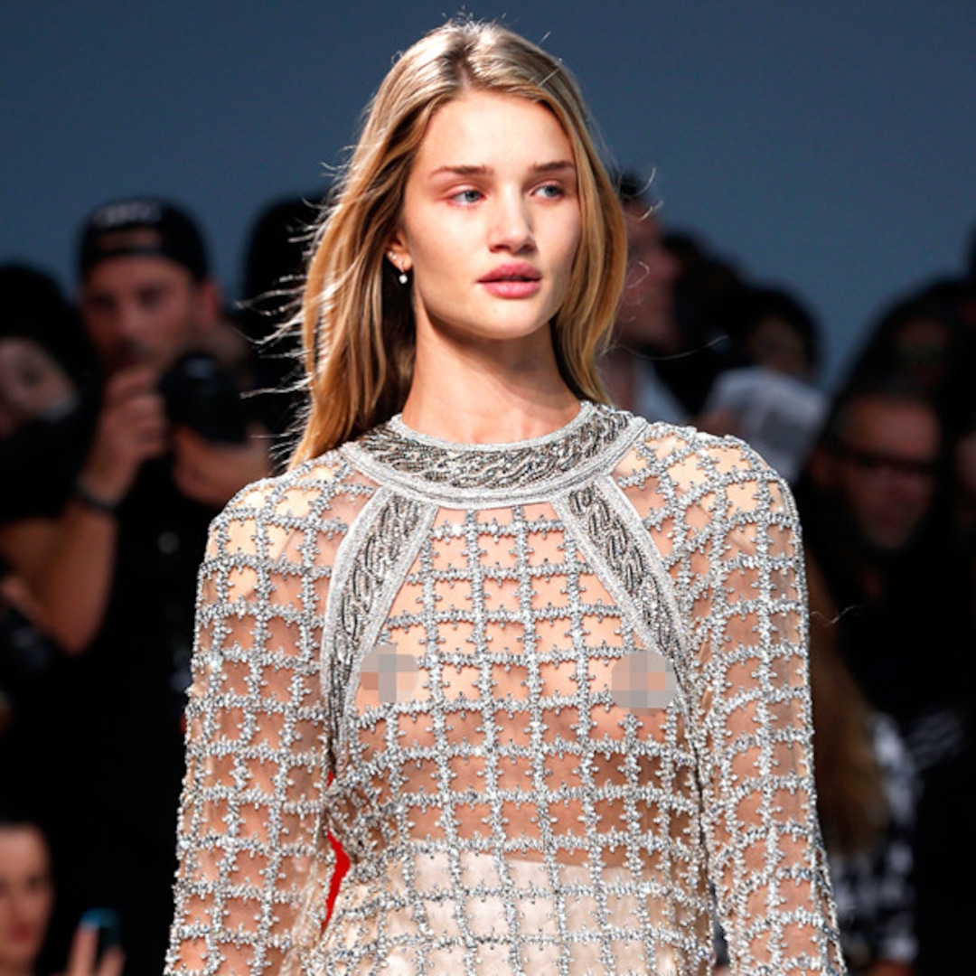 Rosie Huntington-Whiteley Flashes Nipples in See-Through Top