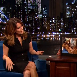 Tina Fey Takes Closer Look At Emmys Nip Slip Watch Now E News