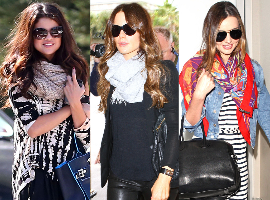 celebrities wearing hermes scarf