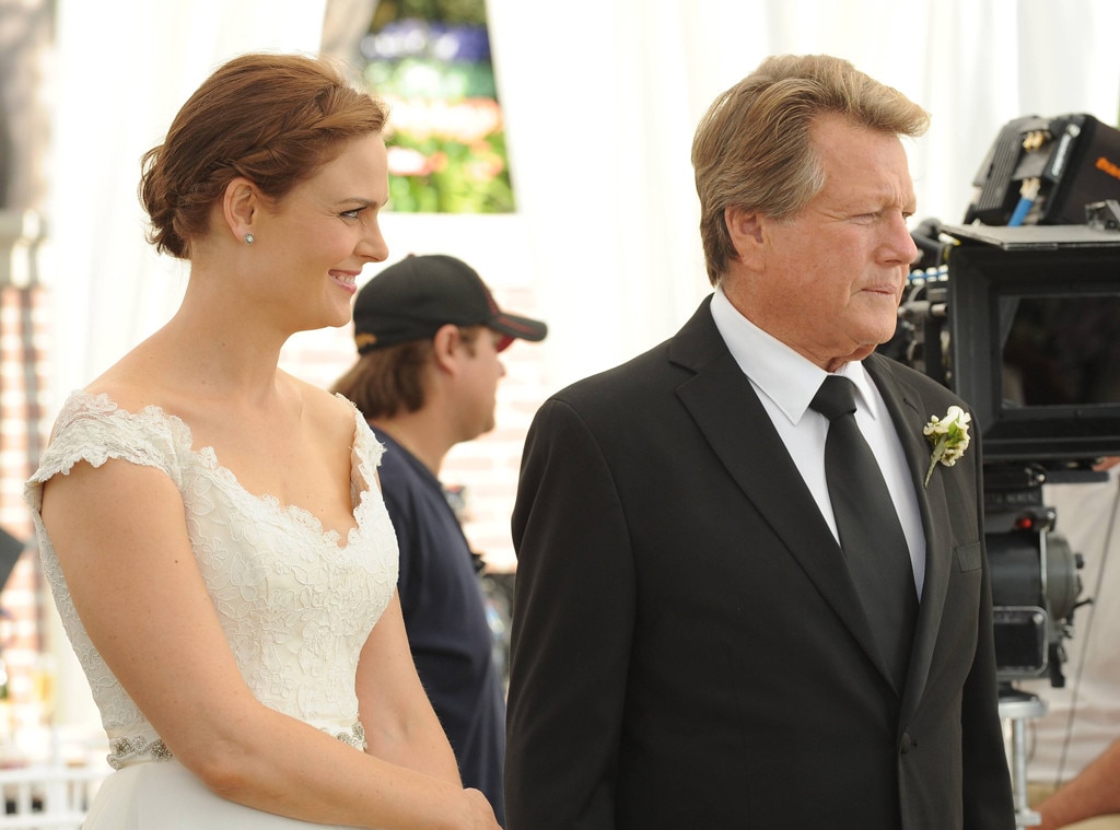 Emily Deschanel & Ryan O'Neal from Bones Wedding Album | E! News