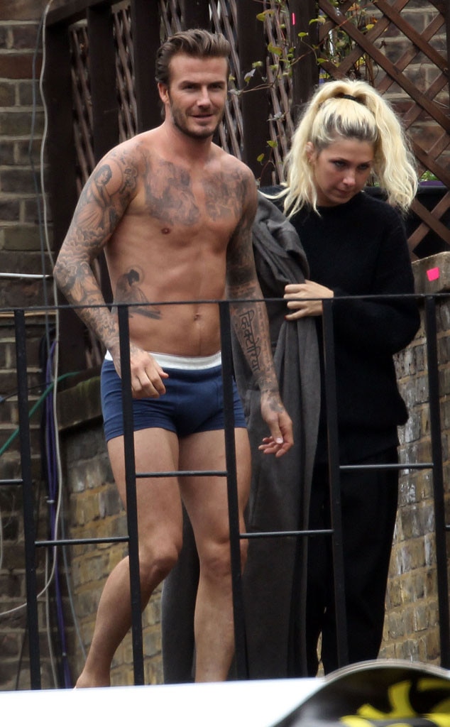 See David Beckham Strip to His Underwear and Hang From a Harness