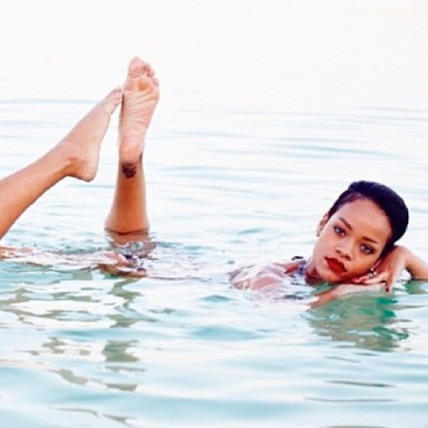 Rihanna Takes a Dip in the Dead Sea - E! Online