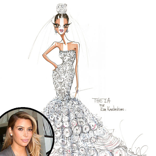 Check Out This Wedding Dress Sketch for Kim Kardashian E! Online