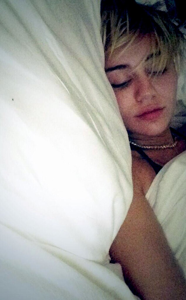 Miley Cyrus Wears Bra and Booty Shorts, Tweets Bedroom Selfie and Works