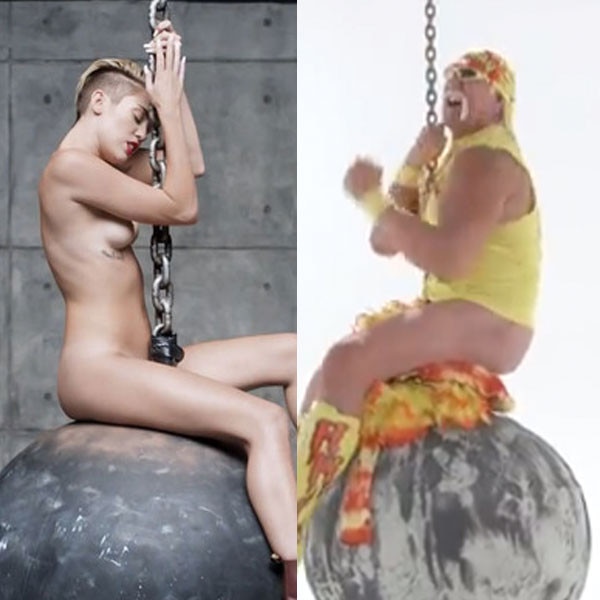 The Hulk Spoofs Miley, Straddles Wrecking Ball in a Thong—Watch pic