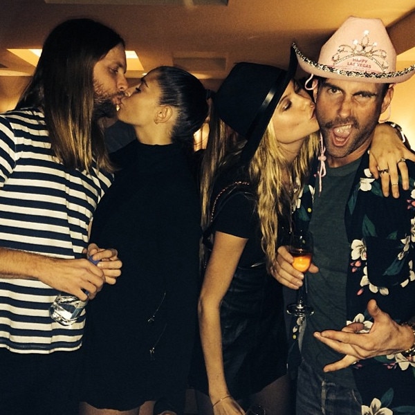 Adam Levine Wears Bejeweled Pink Cowboy Hat, Gets New Year's Kiss From ...