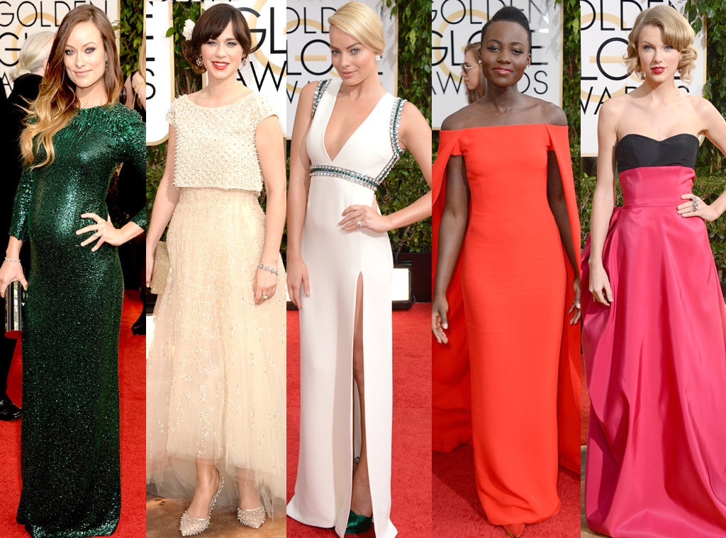 Lupita Nyong'o, Margot Robbie, Olivia Wide, Zooey Deschanel, Taylor Swift, Golden Globes 2014