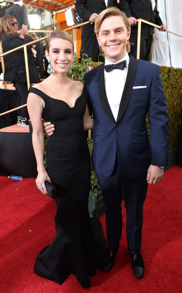 Emma Roberts and Fiancé Evan Peters Hit Golden Globes Red ...