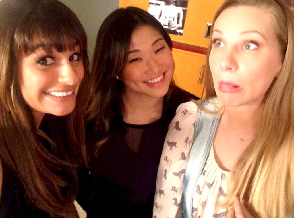 Heather Morris Makes a Silly Face in Lea s BTS Glee Pic