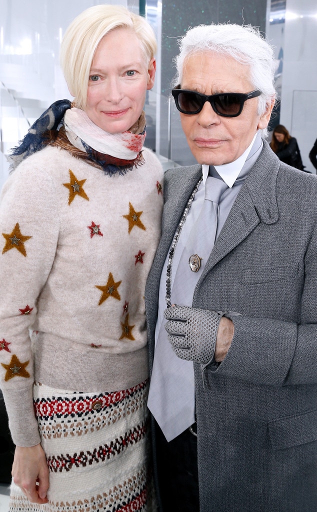 Tilda Swinton and Karl Lagerfeld from Stars at Paris Haute Couture ...