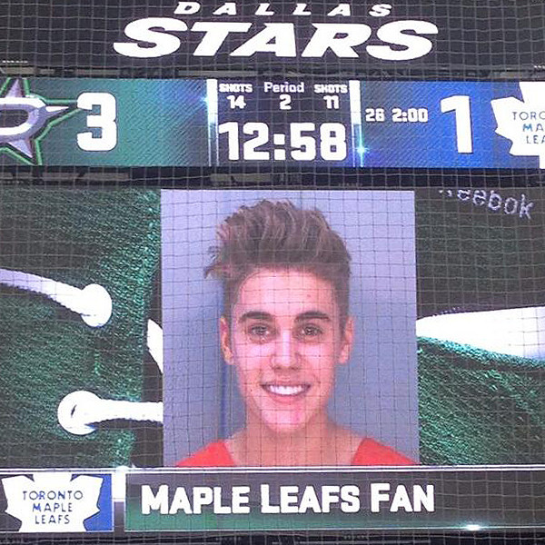 PHOTO: Dallas Stars take shot at Toronto Maple Leafs using Justin Bieber  Mugshot
