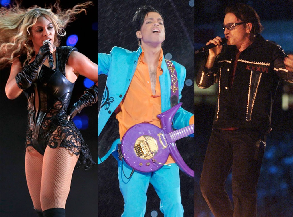 Super Bowl Performances, Beyonce, Prince, U2