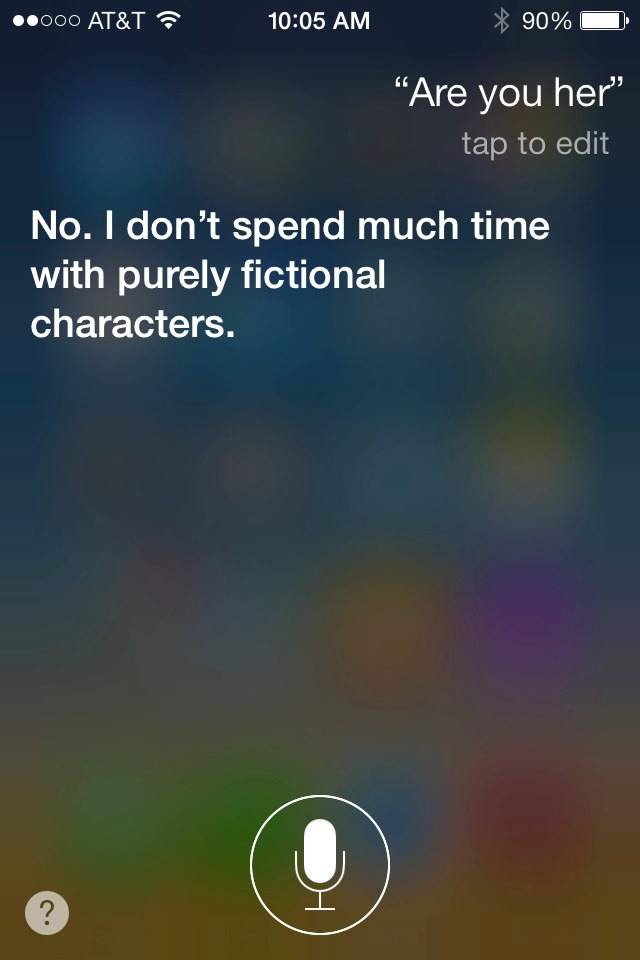 iPhone's Siri Hates Scarlett Johansson's Character in Her and Isn't