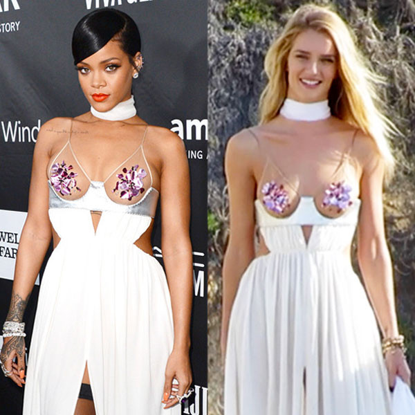 Bitch Stole My Look! Rihanna vs. Rosie in Nipple Pasties