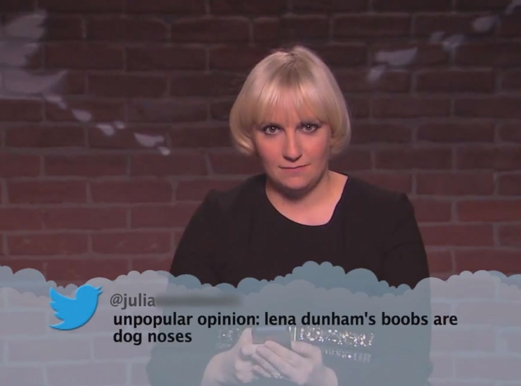 Lena Dunham From Celebrity Mean Tweets From Jimmy Kimmel Live E News