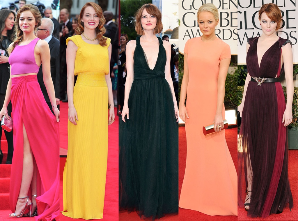 Emma stone red carpet dresses best sale